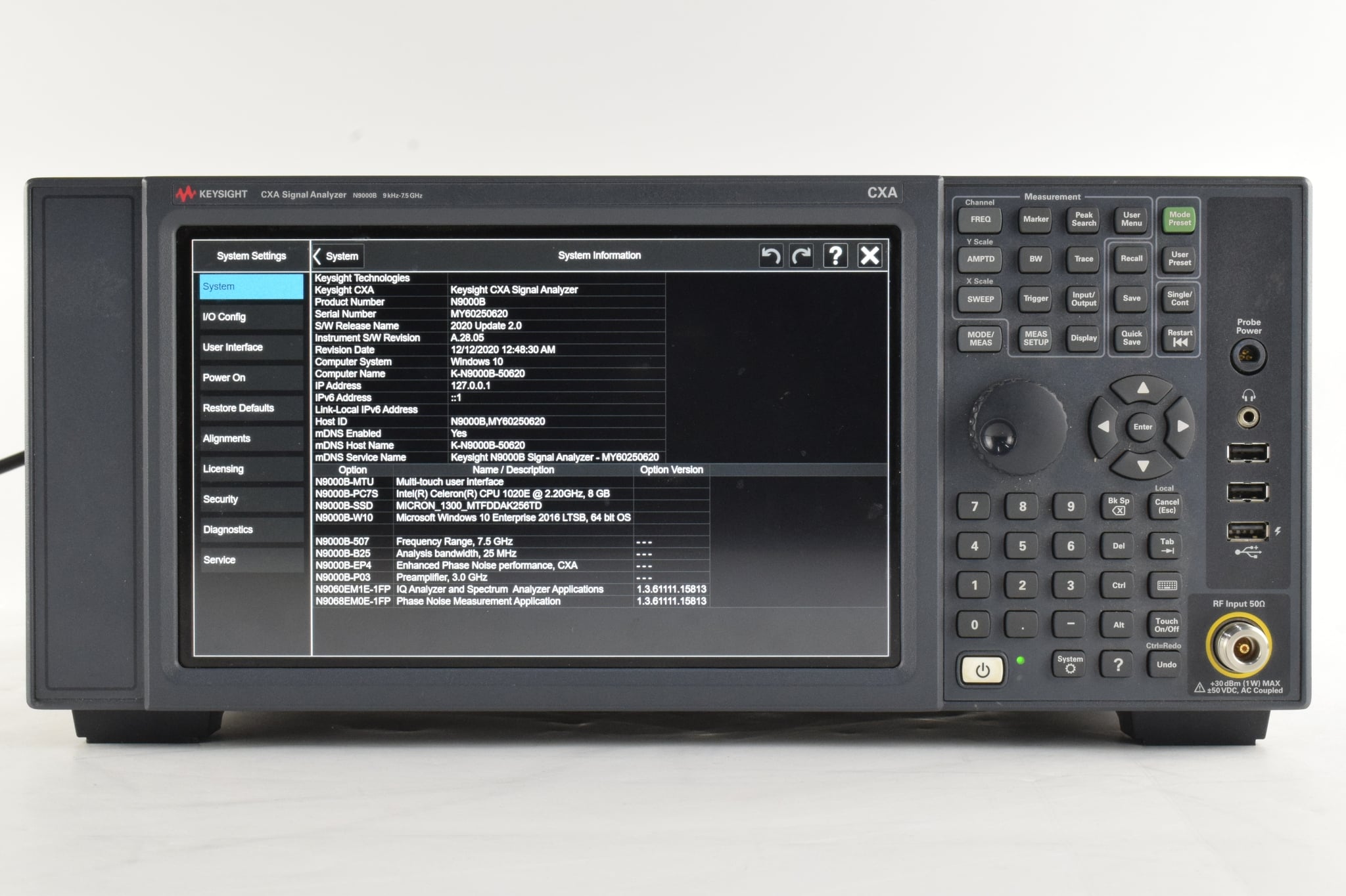 9 kHz to 7.5 GHz Keysight Used N9000B-507 - Actual Instrument - Image 4
