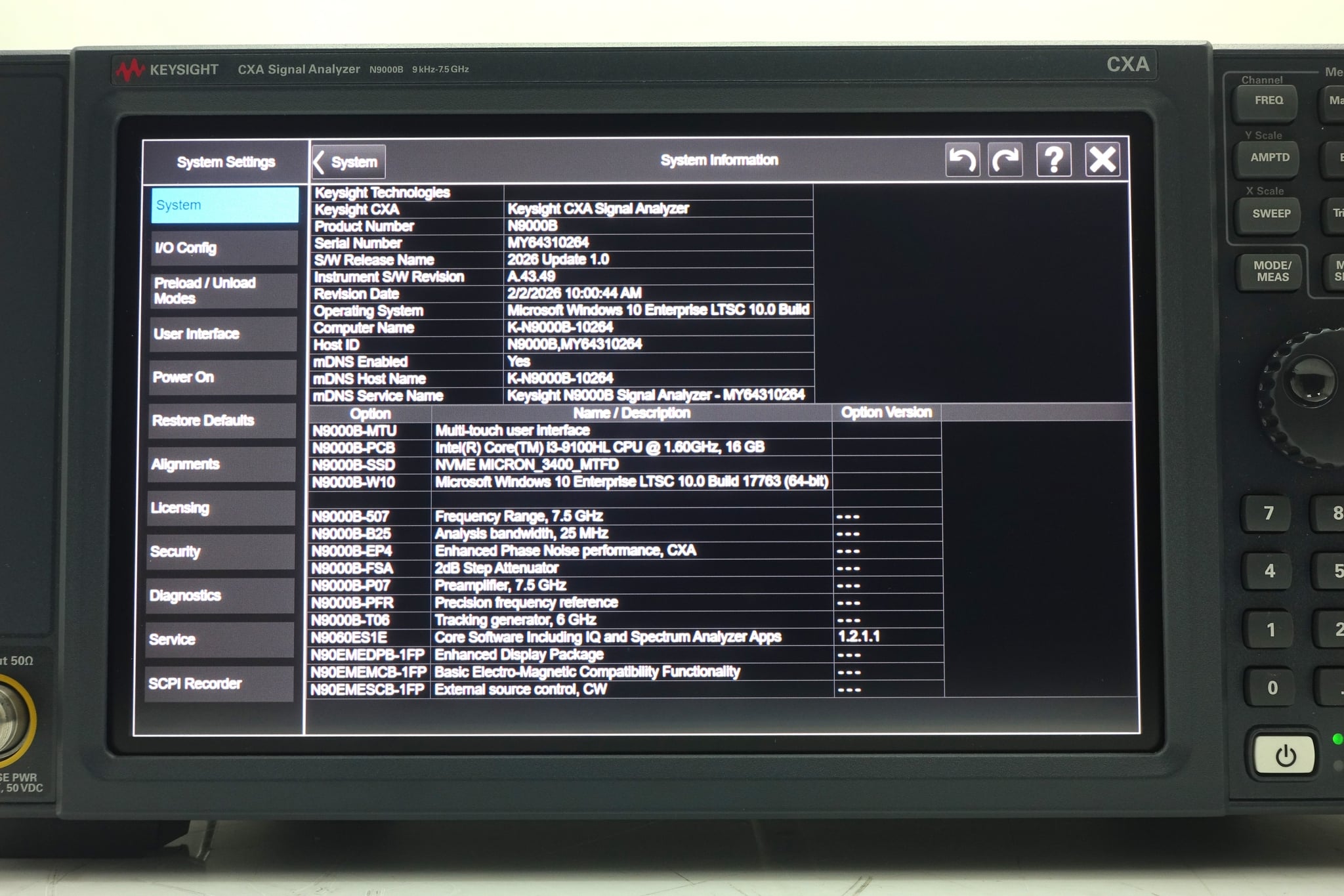 9 kHz to 7.5 GHz Keysight Used N9000B-507 - Actual Instrument - Image 8