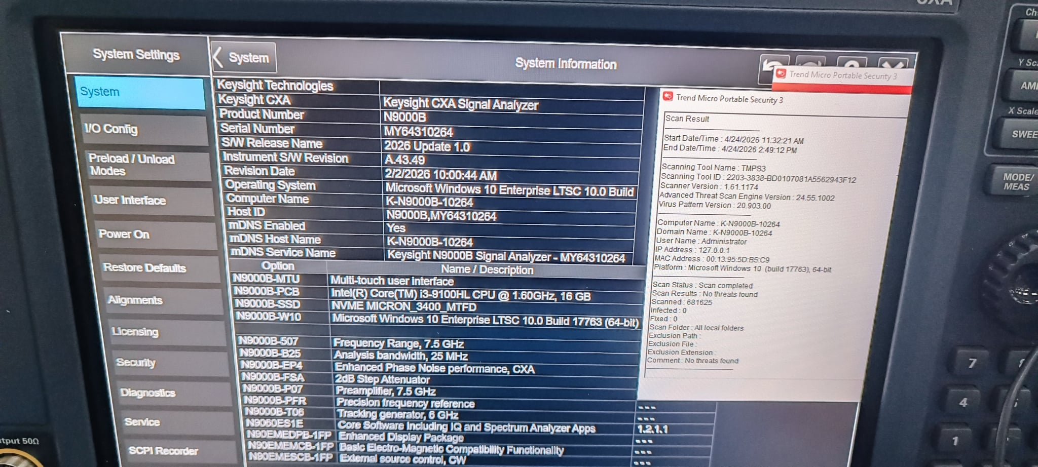 9 kHz to 7.5 GHz Keysight Used N9000B-507 - Actual Instrument - Image 11