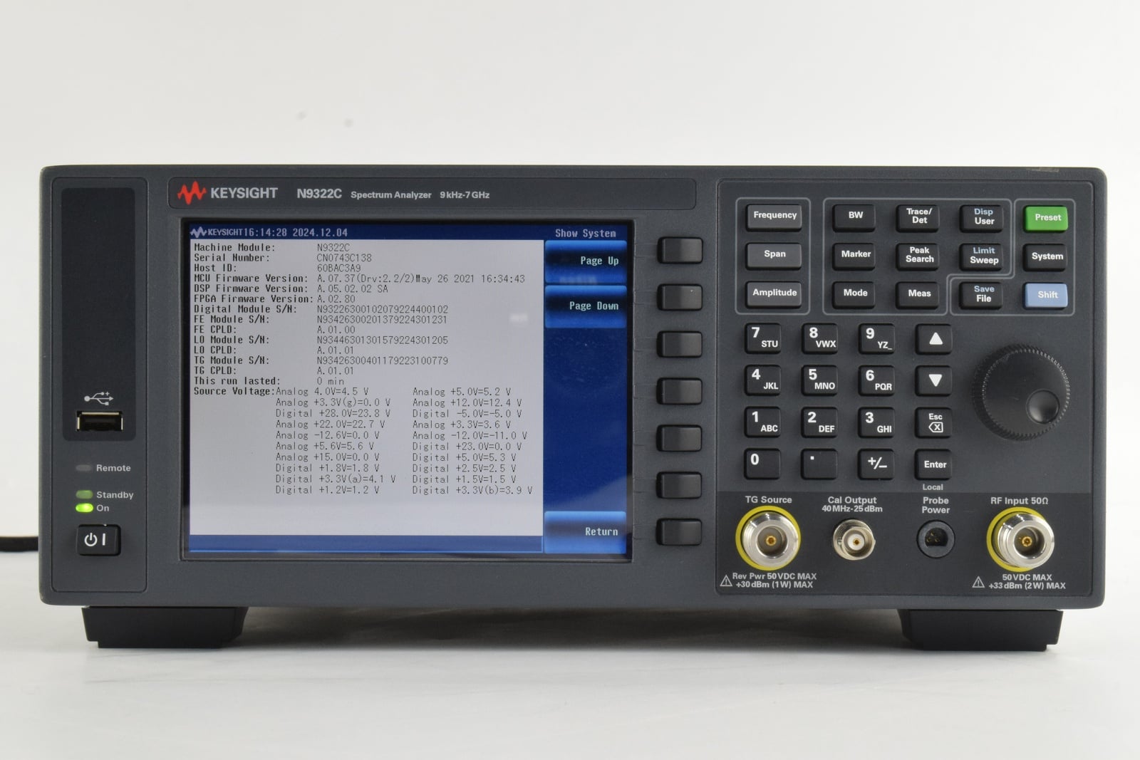 Basic Spectrum Analyzer (BSA) / 9 kHz to 7 GHz Keysight Used N9322C - Actual Instrument - Image 1