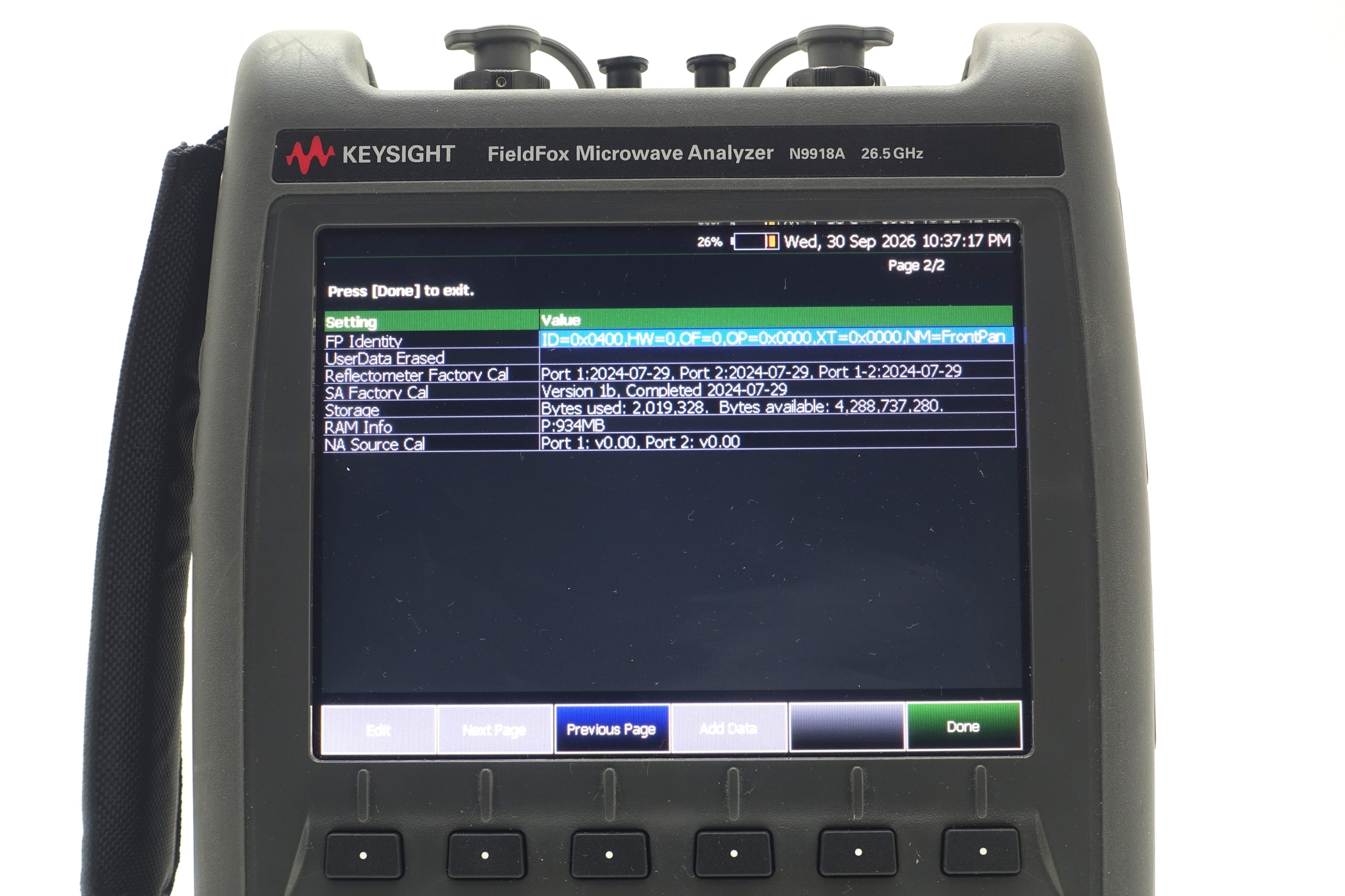 FieldFox Handheld Microwave Analyzer / 30 kHz to 26.5 GHz Keysight Used N9918A - Actual Instrument - Image 16